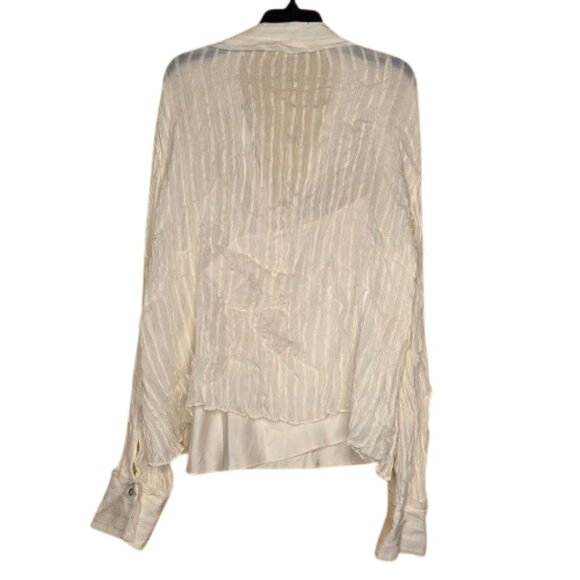 NWT Vince Women's Textured Stripe Top - Off White - Picture 2 of 5